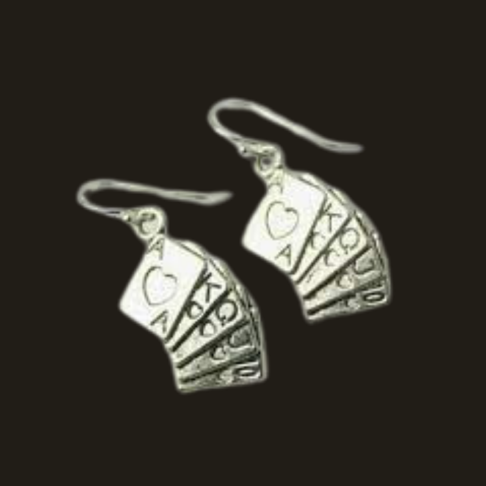 Royal Flush Poker Deck Novelty Earrings