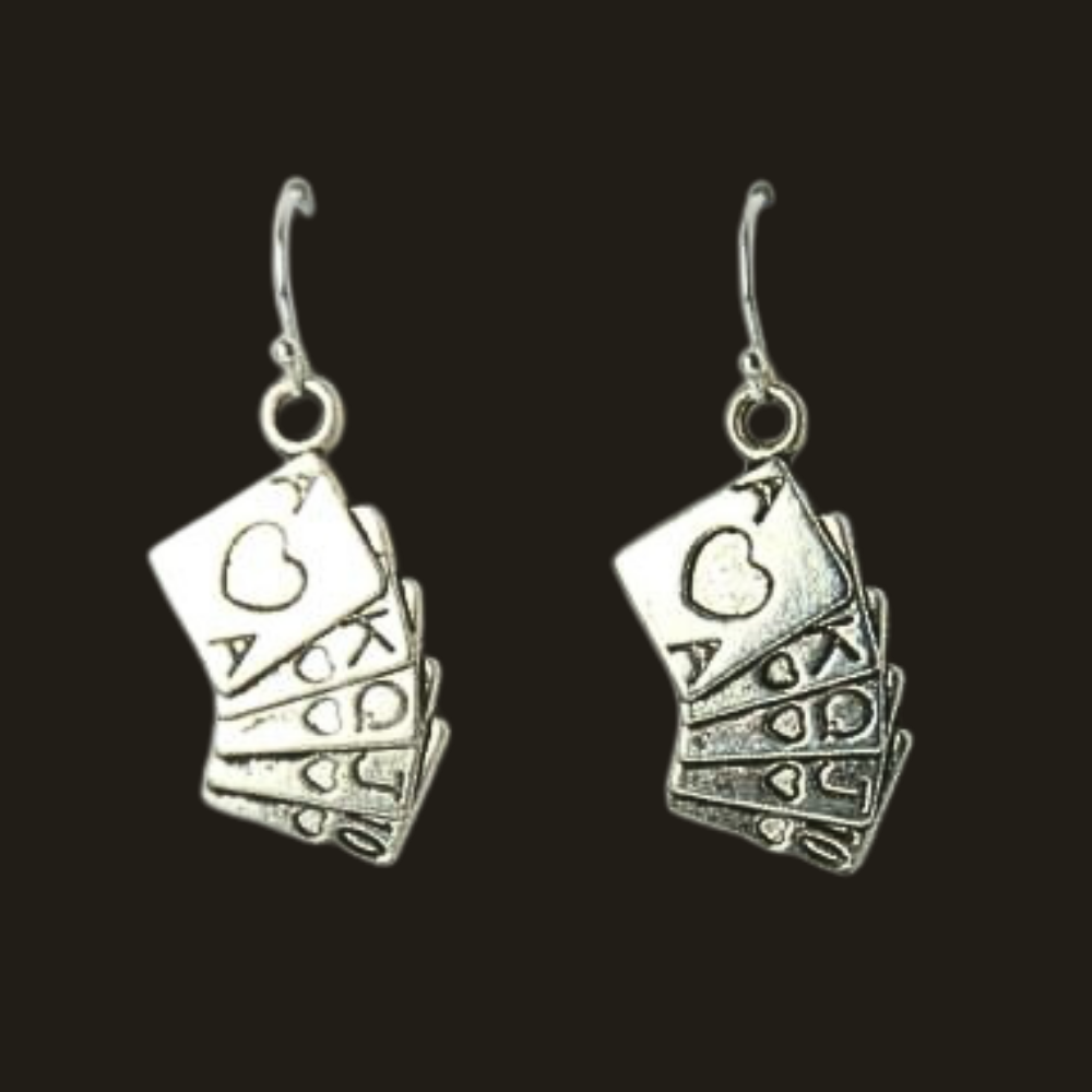 Royal Flush Poker Deck Novelty Earrings