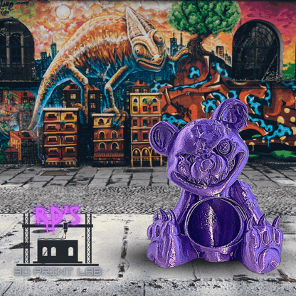 SCARE BEAR (PURPLE) WITH SECRET COMPARTMENT 3D PRINTED FIGURE