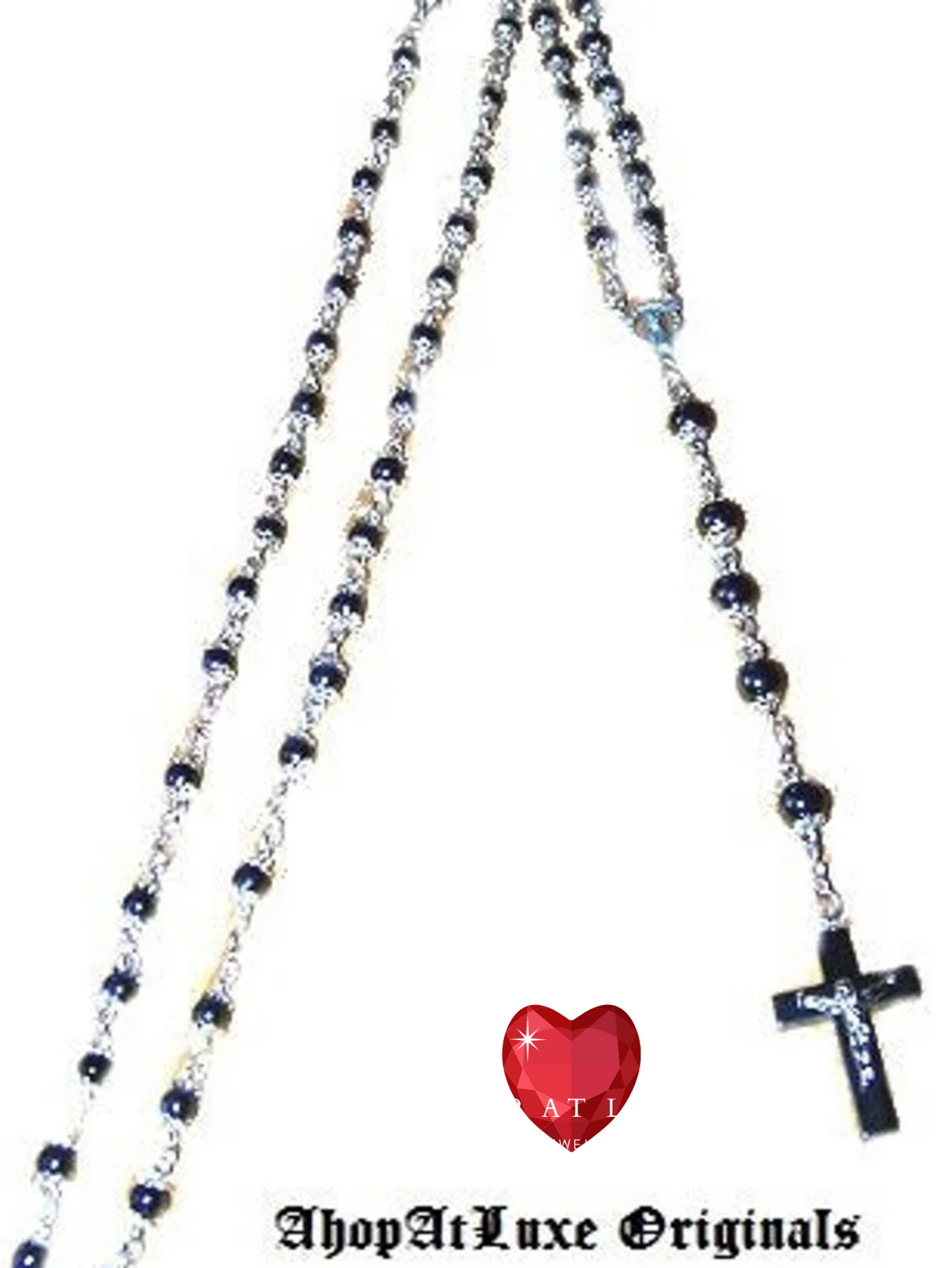 Silver And Hematite Catholic Rosary