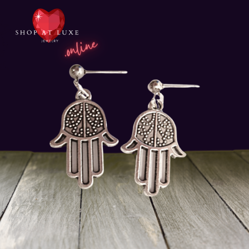 Silver Hamsa Hand Charm Earrings