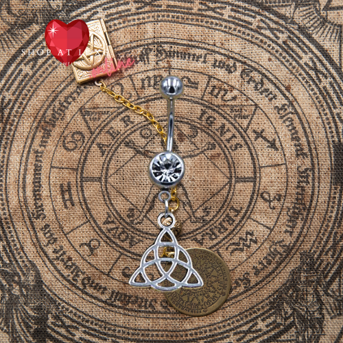 Silver Triquetra 14g Steel Belly Ring