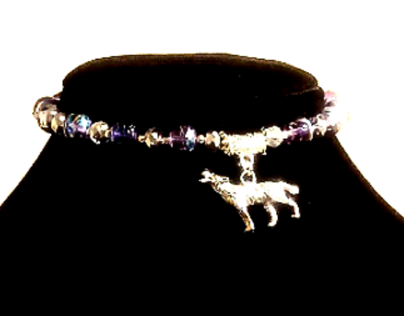 Silver Wolf Crystal And Glass Bracelet