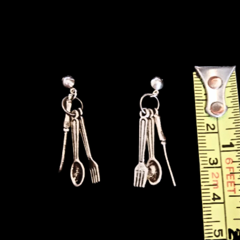 Silverware Cutlery Foodie Fun Earrings