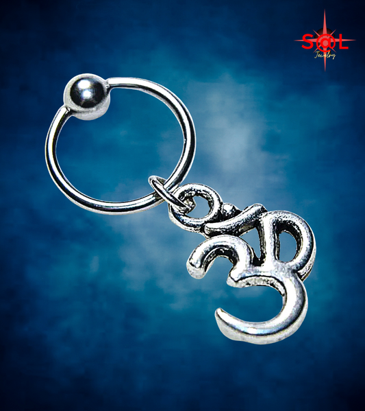 16G Captive Bead Ring With Ohm Charm Dangle