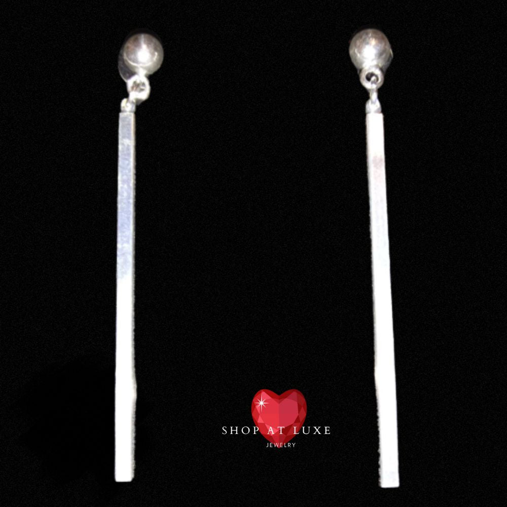 Sterling Silver Long Bar Earrings