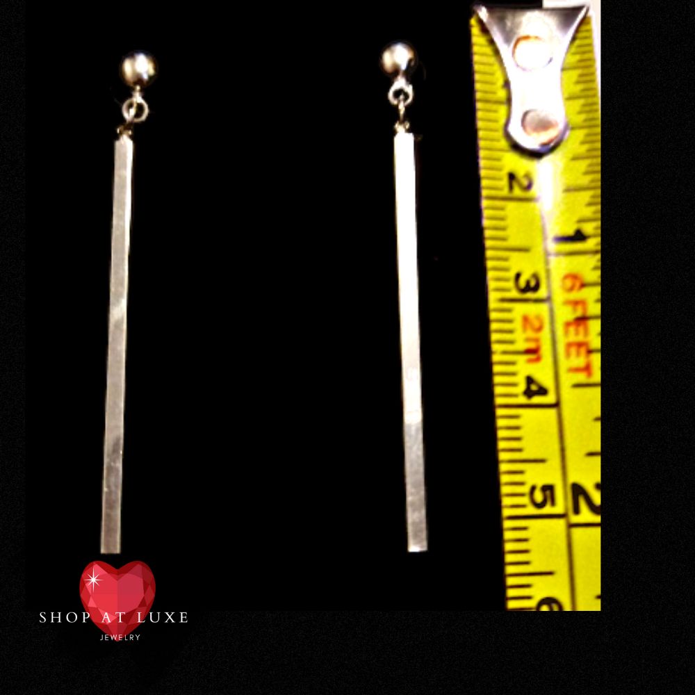 Sterling Silver Long Bar Earrings