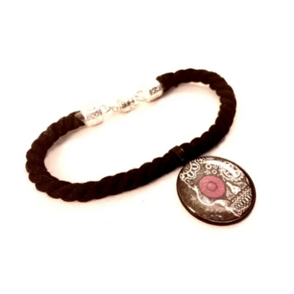 Sugar Skull Cabochon Twisted Textile Bracelet