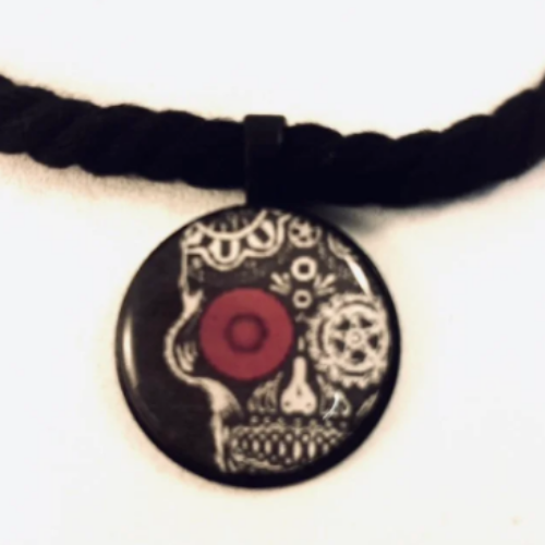 Sugar Skull Cabochon Twisted Textile Bracelet