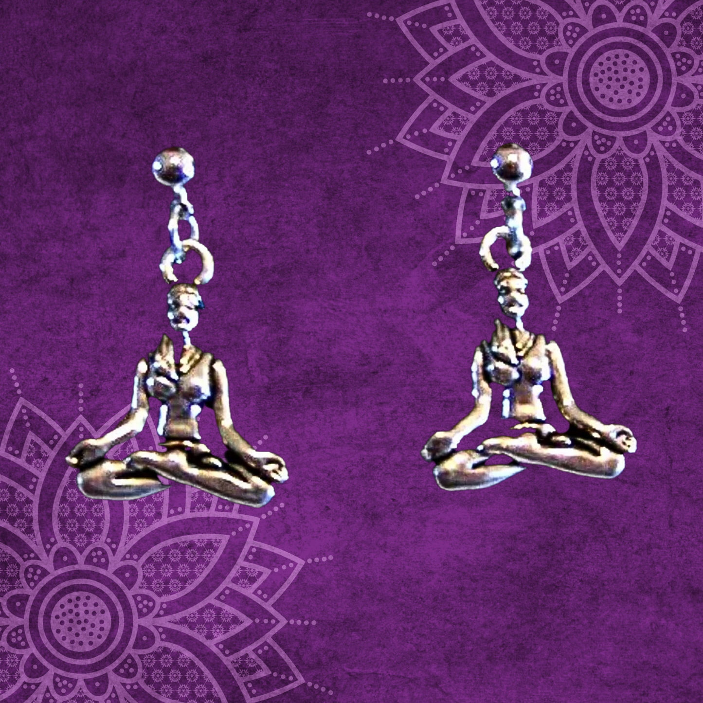 Sukhasana Yoga Pose Pendant Earrings