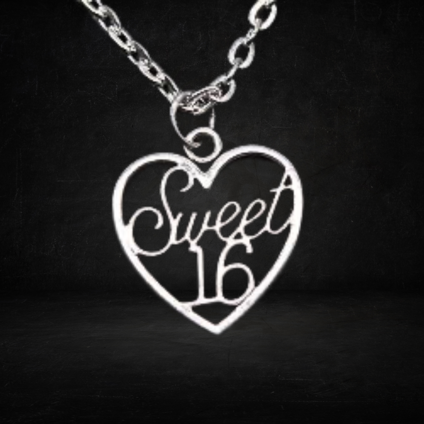 Sweet 16 Heart Charm Necklace