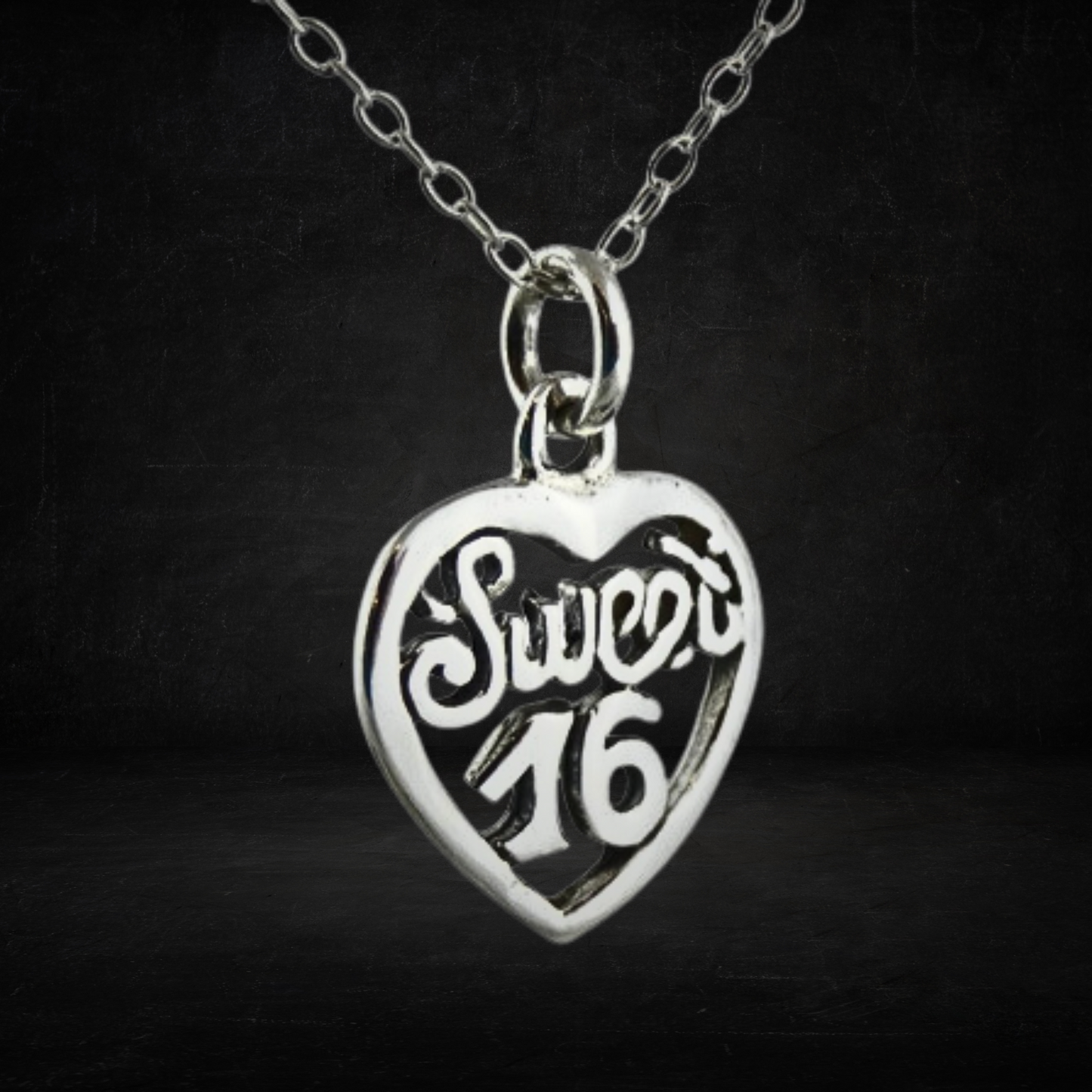 Sweet 16 Heart Charm Necklace