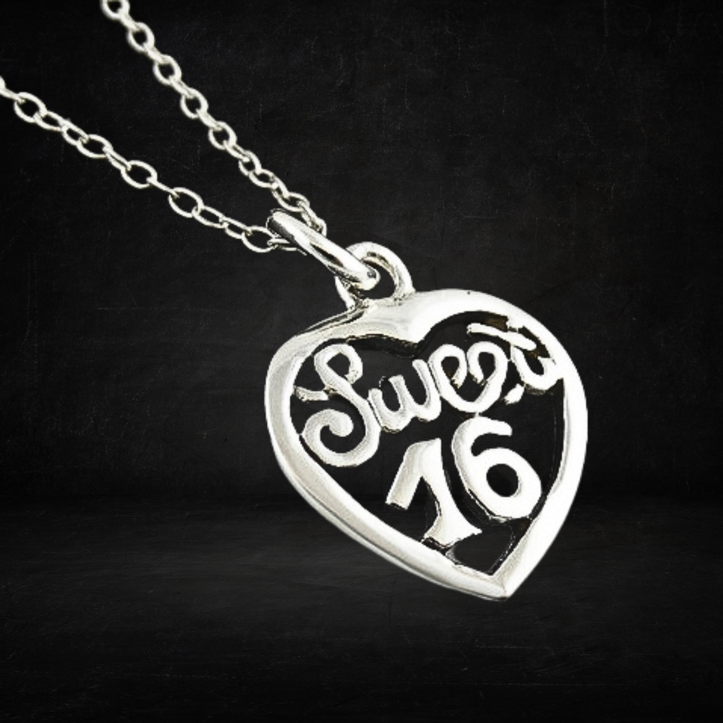 Sweet 16 Heart Charm Necklace