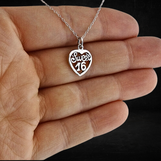 Sweet 16 Heart Charm Necklace