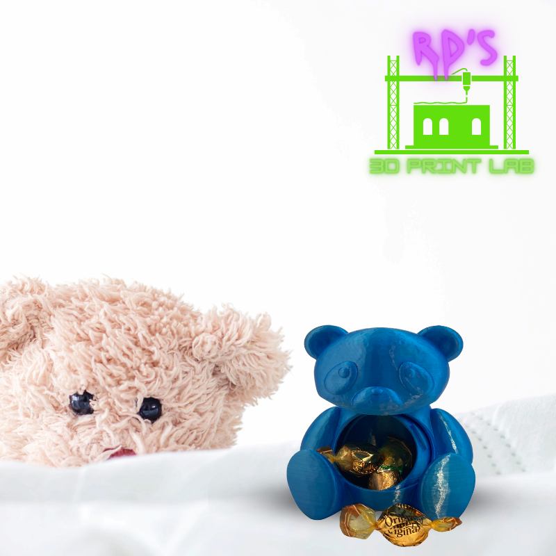 TEDDY BEAR WITH SECRET COMPARTMENT 3D PRINTED FIGURE (Blue)