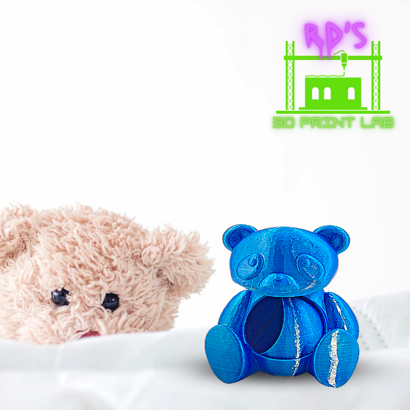 TEDDY BEAR WITH SECRET COMPARTMENT 3D PRINTED FIGURE (Blue)