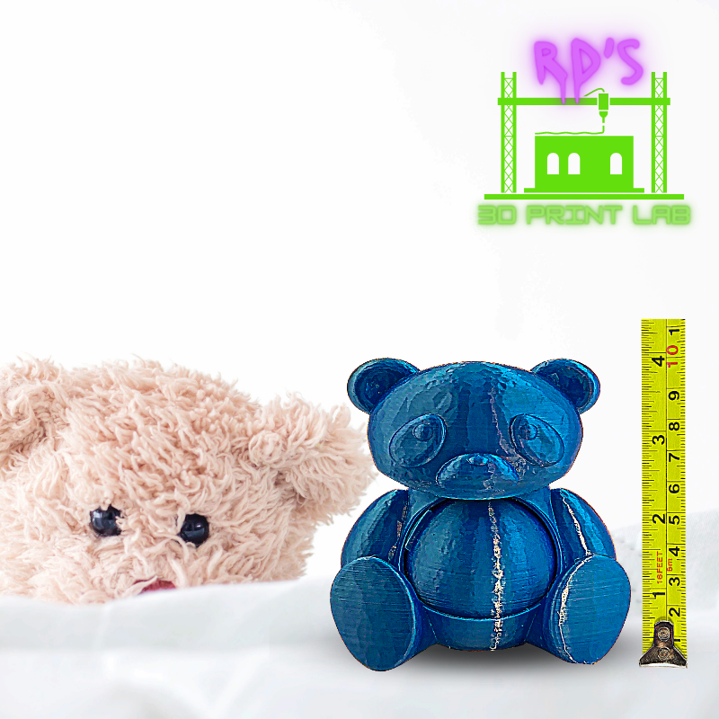 TEDDY BEAR WITH SECRET COMPARTMENT 3D PRINTED FIGURE (Blue)