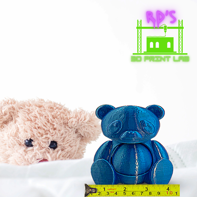 TEDDY BEAR WITH SECRET COMPARTMENT 3D PRINTED FIGURE (Blue)