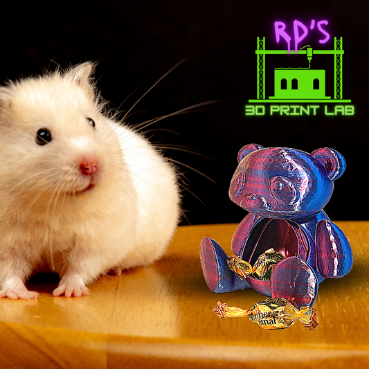 TEDDY BEAR WITH SECRET COMPARTMENT 3D PRINTED FIGURE (Blue-Purple)