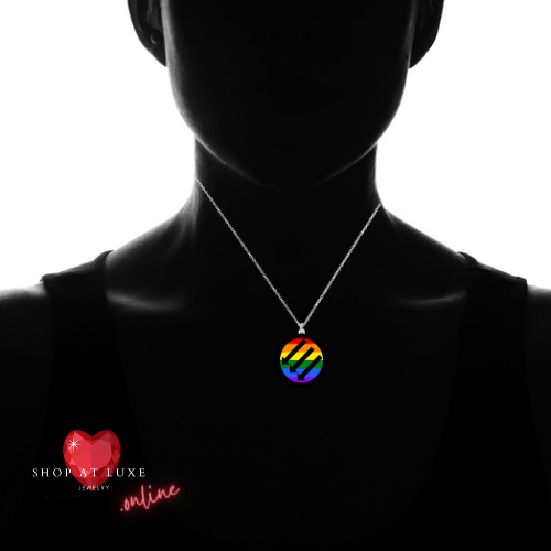 Rainbow Cabachon Peaceful Protest Necklace