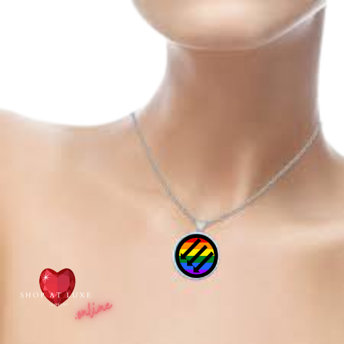 Rainbow Cabachon Peaceful Protest Necklace