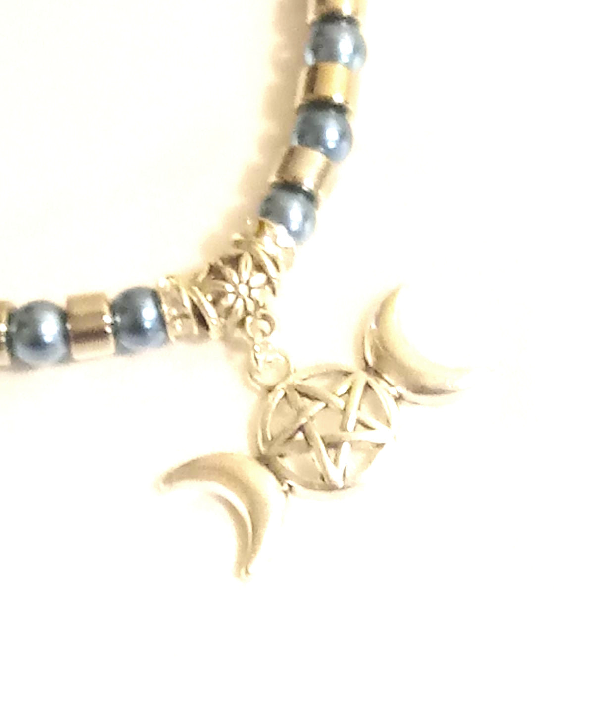 Triple Moon Goddess Beaded Bracelet