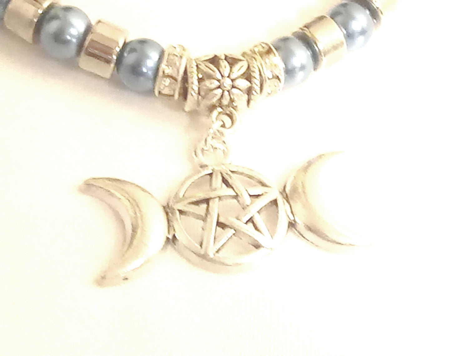 Triple Moon Goddess Beaded Bracelet