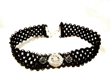 Viking Runes Sun Black Stretch Weave Choker