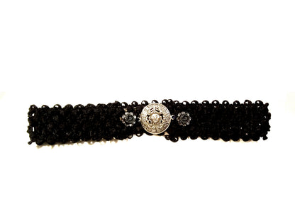 Viking Runes Sun Black Stretch Weave Choker