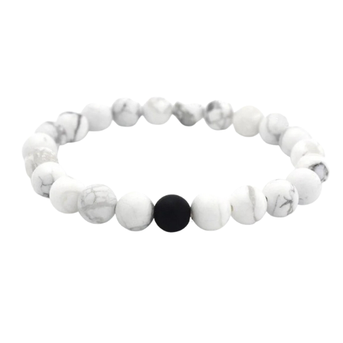White Turquoise Bracelet With Black Bead
