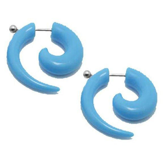 One Pair of 18g Acrylic BLUE Spirals