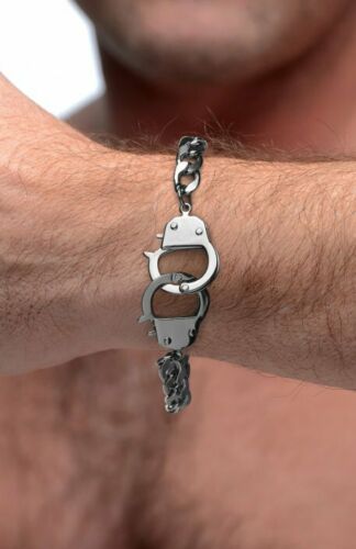 MENS Working Handcuff Steel Bracelet