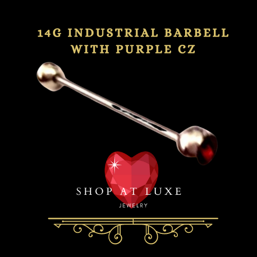14g Industrial Barbell Purple CZ Barbell