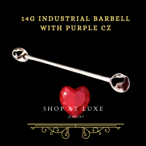 14g Industrial Barbell Purple CZ Barbell