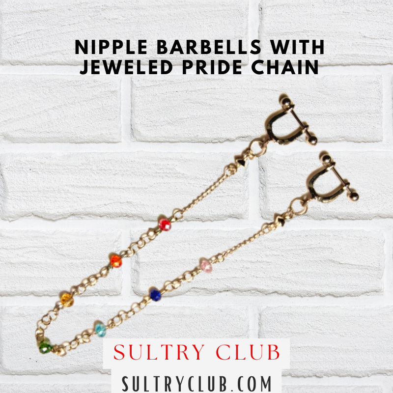 Nipple Barbells With BDSM PRIDE Chain