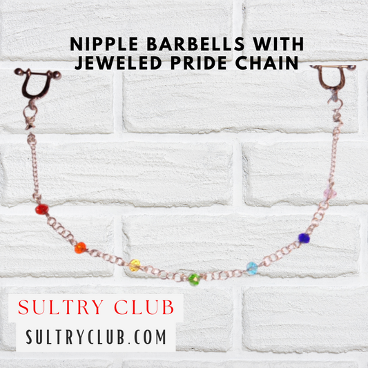 Nipple Barbells With BDSM PRIDE Chain